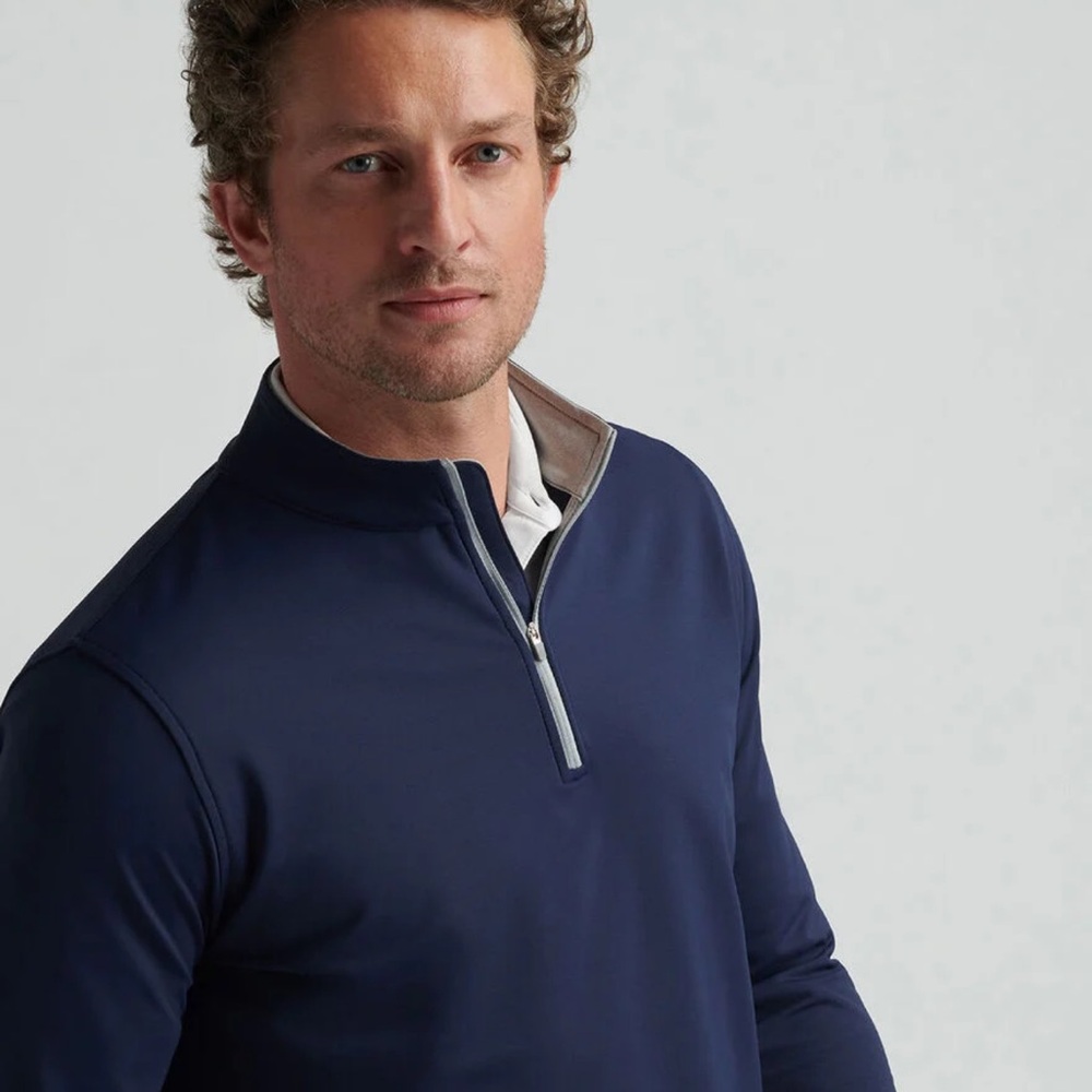 Peter Millar Navy Performance Quarter-Zip Jacket